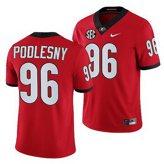 Georgia Bulldogs Jack Podlesny Red College Football Game Jersey 0