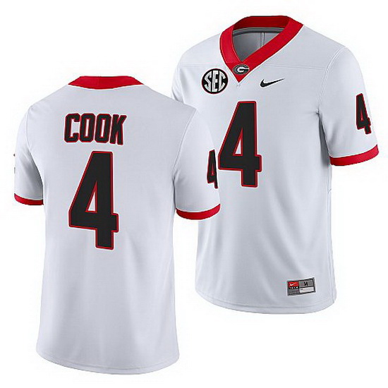 Georgia Bulldogs James Cook White College Football Game Jersey 0