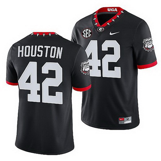 Georgia Bulldogs Justin Houston Black Mascot 100Th Anniversary Men Jersey