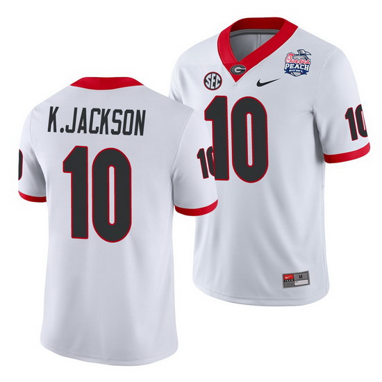 Georgia Bulldogs Kearis Jackson White 2021 Peach Bowl College Football Jersey