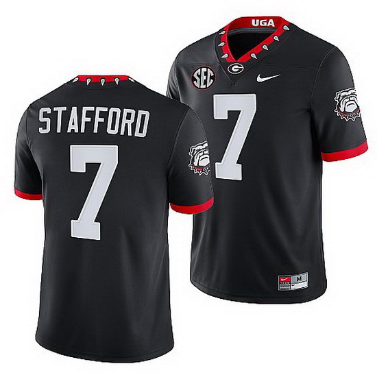 Georgia Bulldogs Matthew Stafford Black Mascot 100Th Anniversary Men Jersey