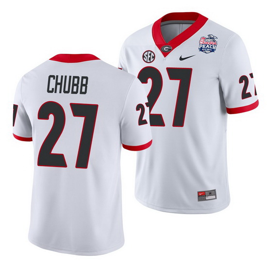 Georgia Bulldogs Nick Chubb White 2021 Peach Bowl College Football Jersey