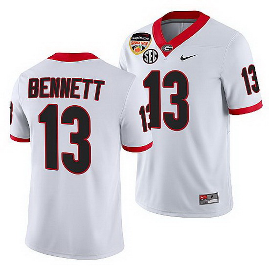 Georgia Bulldogs Stetson Bennett White 2021 Orange Bowl 100Th Anniversary Jersey