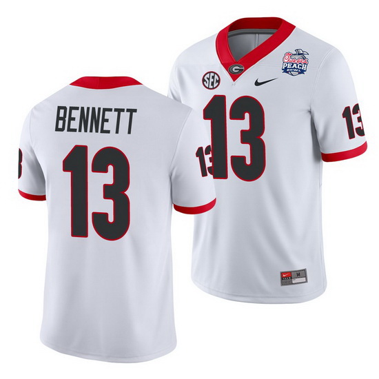 Georgia Bulldogs Stetson Bennett White 2021 Peach Bowl College Football Jersey