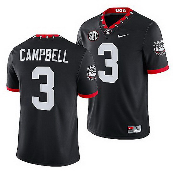 Georgia Bulldogs Tyson Campbell Black Mascot 100Th Anniversary Men Jersey