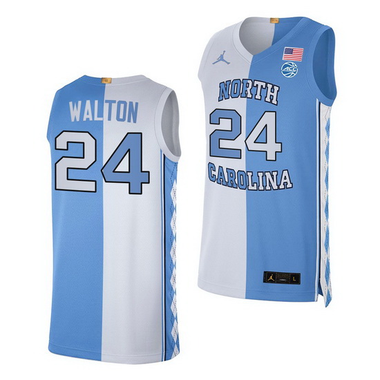 North Carolina Tar Heels Kerwin Walton 2021 Blue White Split Edition Special Jersey