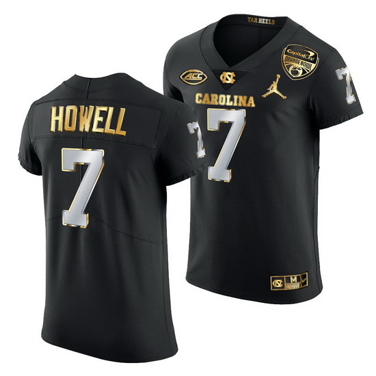 North Carolina Tar Heels Sam Howell Black 2021 Orange Bowl Golden Edition Jersey