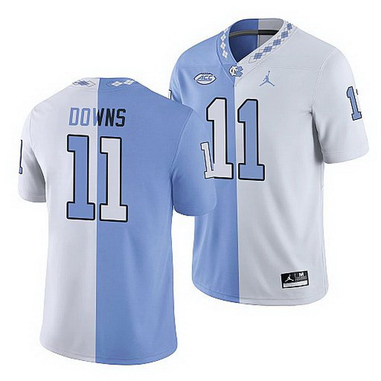 North Carolina Tar Heels Josh Downs College Football White Blue Split Edition Game Jersey