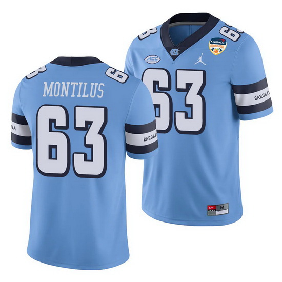 North Carolina Tar Heels Ed Montilus Carolina Blue 2021 Orange Bowl Game Jersey