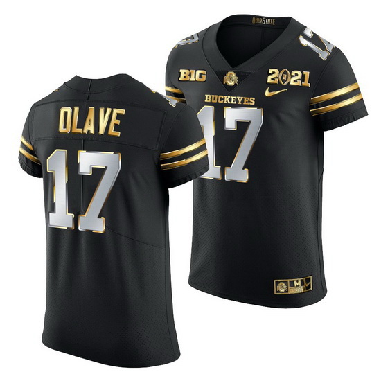 Ohio State Buckeyes Chris Olave Black 2021 College Football Playoff Championship Golden Authentic Je