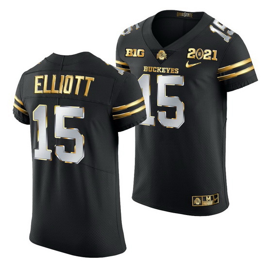 Ohio State Buckeyes Ezekiel Elliott Black 2021 College Football Playoff Championship Golden Authenti