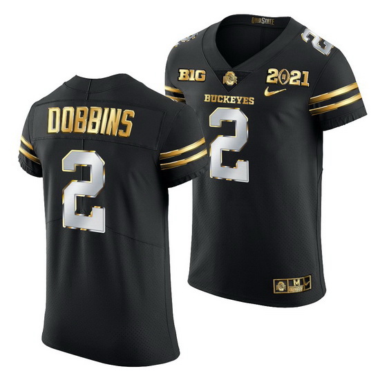 Ohio State Buckeyes J.K. Dobbins Black 2021 College Football Playoff Championship Golden Authentic J