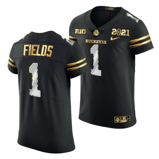 Ohio State Buckeyes Justin Fields Black 2021 College Football Playoff Championship Golden Authentic 