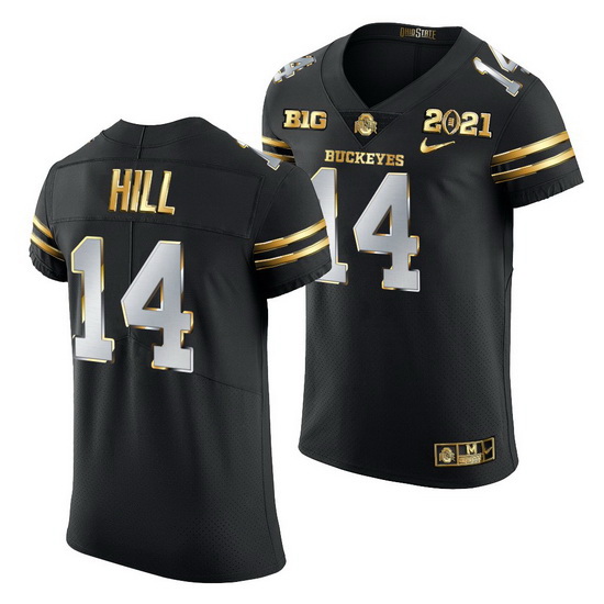 Ohio State Buckeyes K.J. Hill Black 2021 College Football Playoff Championship Golden Authentic Jers