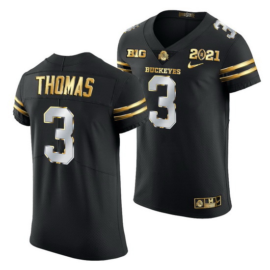 Ohio State Buckeyes Michael Thomas Black 2021 College Football Playoff Championship Golden Authentic