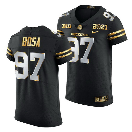 Ohio State Buckeyes Nick Bosa Black 2021 College Football Playoff Championship Golden Authentic Jers