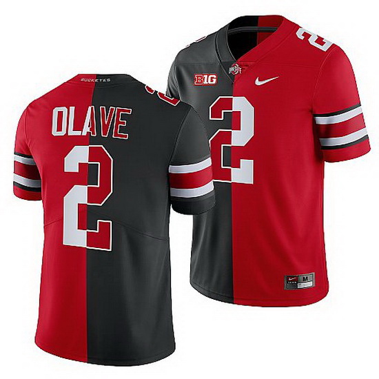 Ohio State Buckeyes Chris Olave Scarlet Black Split Edition Men Jersey