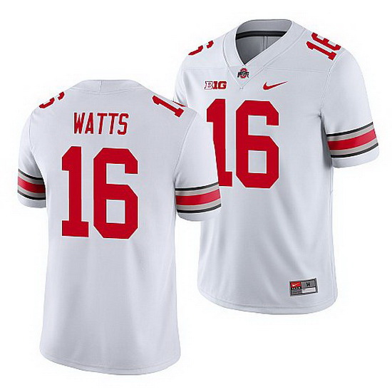 Ohio State Buckeyes Ryan Watts White Game Men'S Jersey