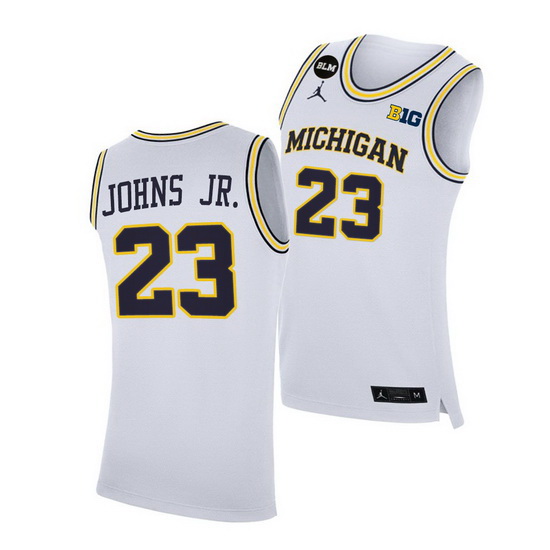 Michigan Wolverines Brandon Johns Jr. 2021 Big Ten Regular Season Champions Blm White Jersey