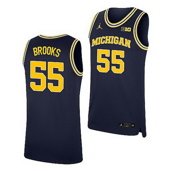 Michigan Wolverines Eli Brooks Navy Replica College Basketball Jersey