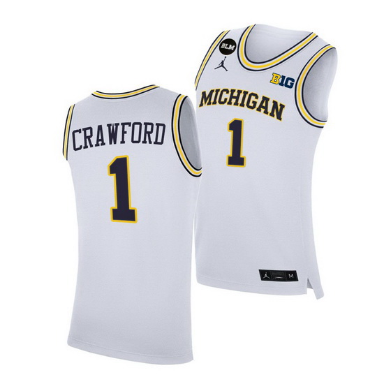 Michigan Wolverines Jamal Crawford 2021 Big Ten Regular Season Champions Blm White Jersey