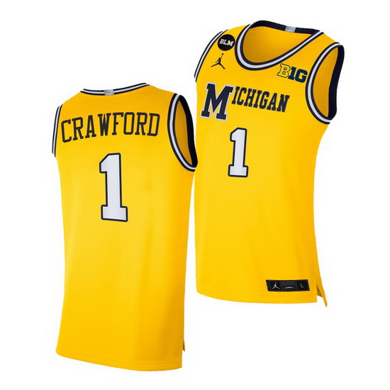 Michigan Wolverines Jamal Crawford Yellow Blm Social Justice Jersey