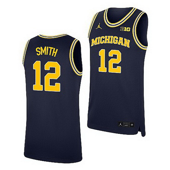 Michigan Wolverines Mike Smith Navy Replica College Basketball Jersey