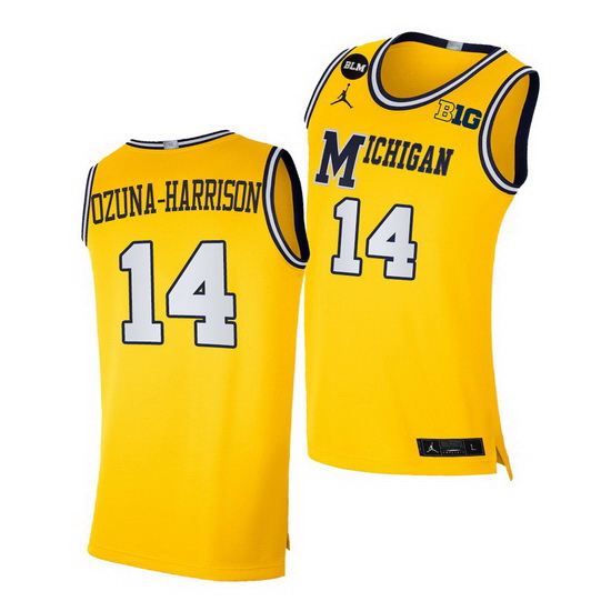 Michigan Wolverines Rico Ozuna Harrison Yellow Blm Social Justice Men Jersey