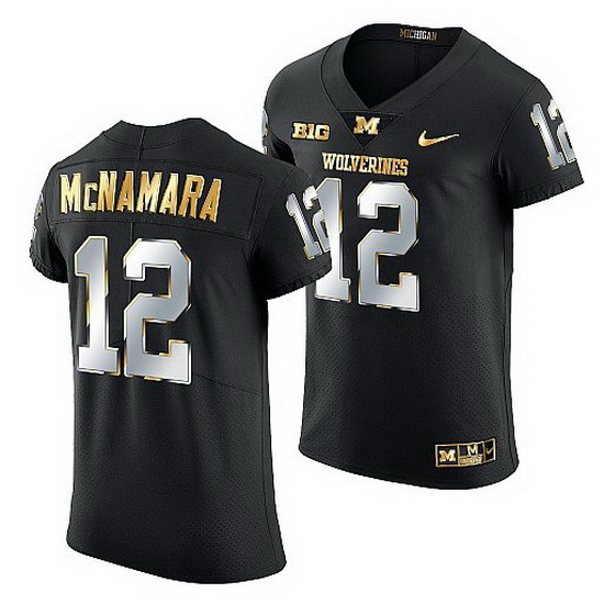 Michigan Wolverines Cade Mcnamara 2021 22 Golden Edition Elite Football Black Jersey