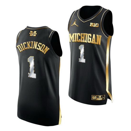 Michigan Wolverines Hunter Dickinson 2021 March Madness Golden Authentic Black Jersey