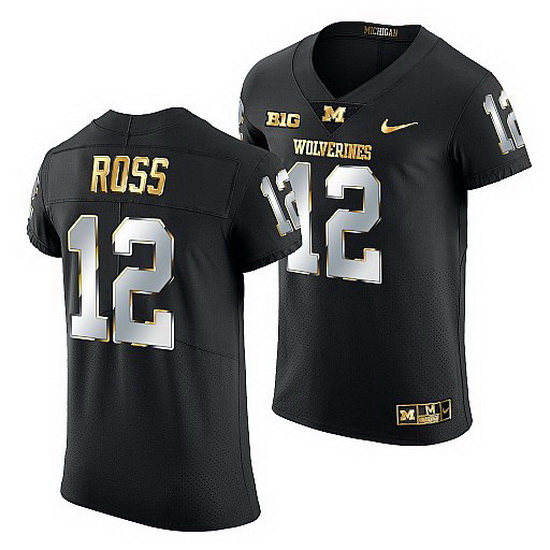 Michigan Wolverines Josh Ross 2021 22 Golden Edition Elite Football Black Jersey