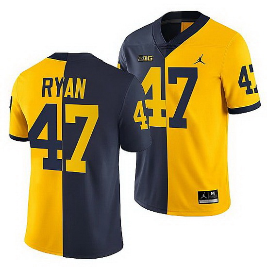 Michigan Wolverines Jake Ryan Navy Maize Split Edition Nfl Alumni Jersey