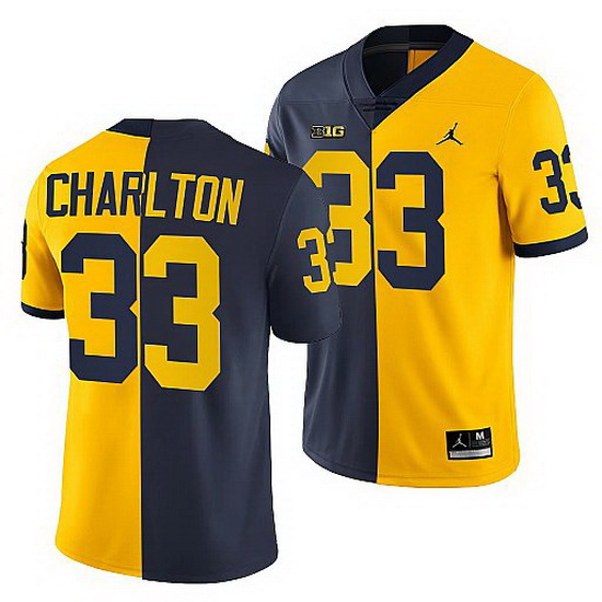 Michigan Wolverines Taco Charlton Navy Maize Split Edition Nfl Alumni Jersey