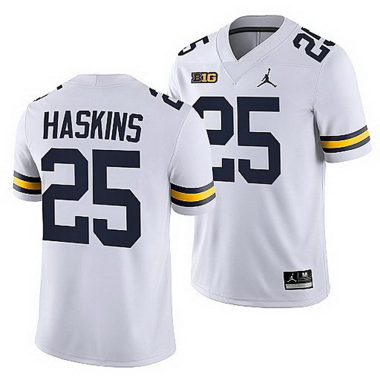 Michigan Wolverines Hassan Haskins White College Football Men Jersey