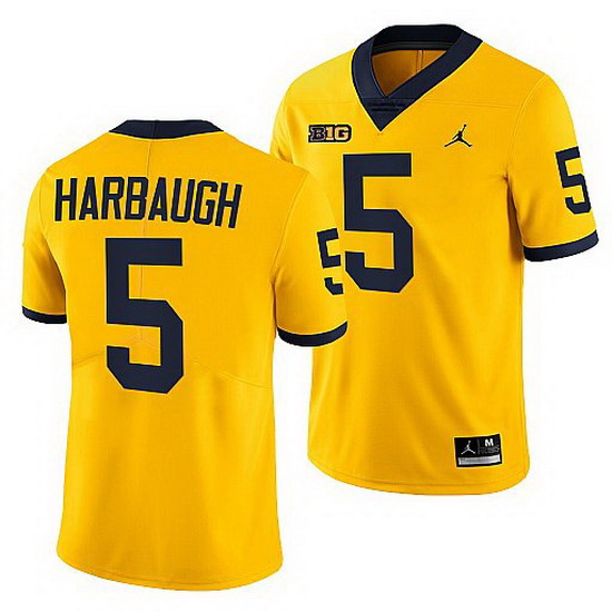 Michigan Wolverines Jim Harbaugh Maize National Award Winner Men Jersey