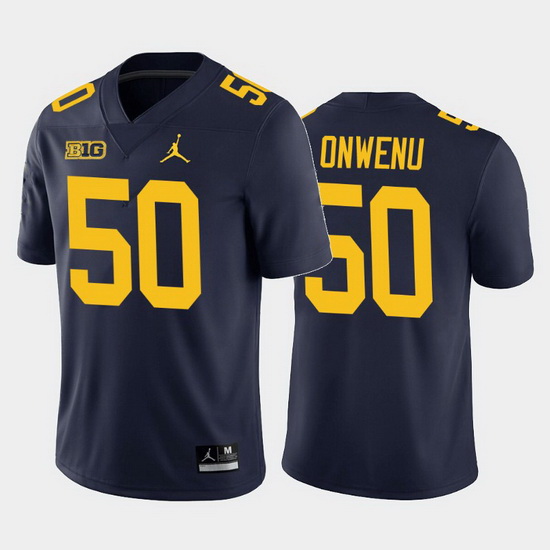 Michigan Wolverines Michael Onwenu Navy Home Men'S Jersey