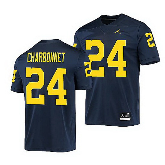 Michigan Wolverines Zach Charbonnet Navy Game Men'S Jersey