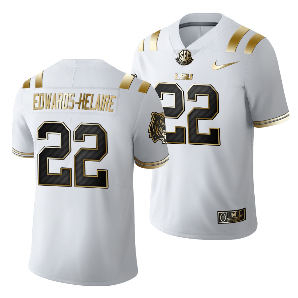 Lsu Tigers Clyde Edwards Helaire Golden Edition Limited Nfl White Jersey