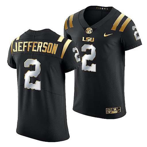 Lsu Tigers Justin Jefferson Golden Edition Elite Nfl Black Jerse