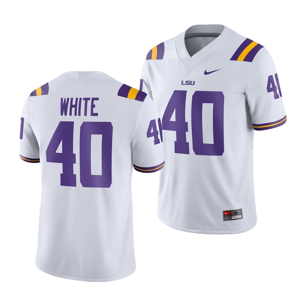 LSU Tiger Devin White White Game Men'S Jersey