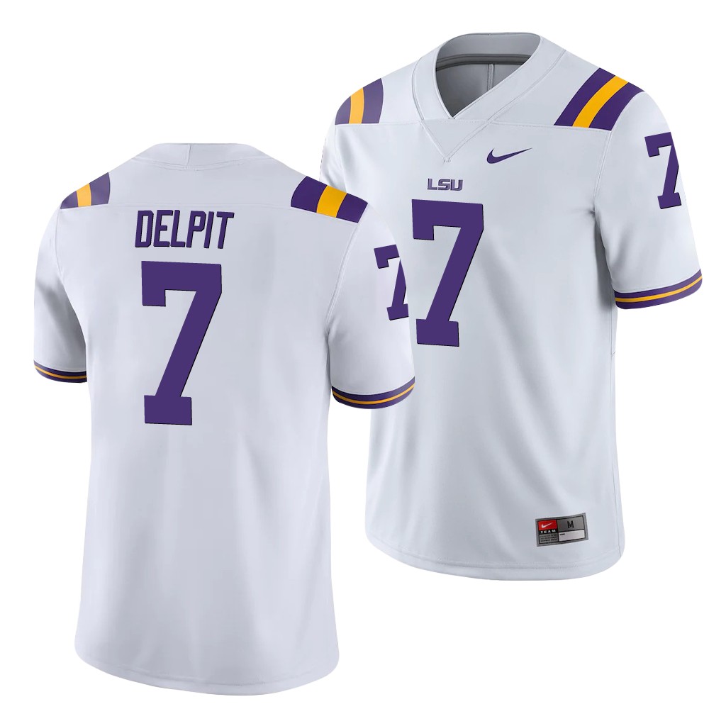 LSU Tiger Grant Delpit White College Football Men'S Jersey