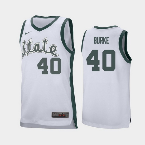 Michigan State Spartans Braden Burke White Retro Replica Men'S Jersey