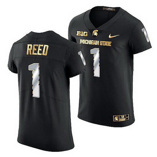 Michigan State Spartans Jayden Reed 2021 22 Golden Edition Limited Football Black Jersey