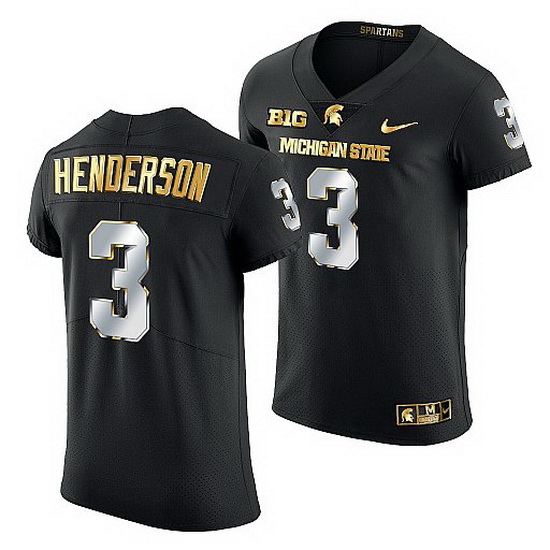 Michigan State Spartans Xavier Henderson 2021 22 Golden Edition Limited Football Black Jersey