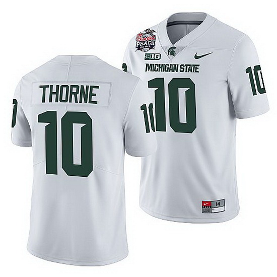 Michigan State Spartans Payton Thorne White 2021 Peach Bowl College Football Playoff Jersey