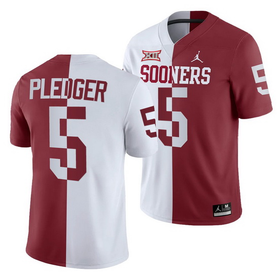 Oklahoma Sooners T.J. Pledger White Crimson Split Men'S Jersey