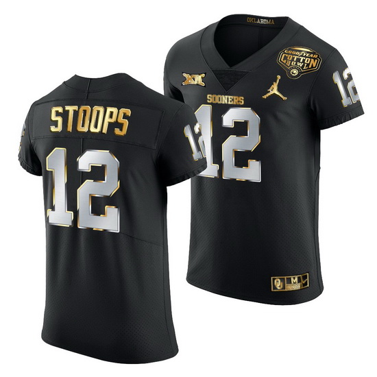 Oklahoma Sooners Drake Stoops Black 2020 Cotton Bowl Classic Golden Edition Jersey