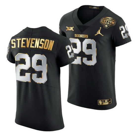 Oklahoma Sooners Rhamondre Stevenson Black 2020 Cotton Bowl Classic Golden Edition Jersey