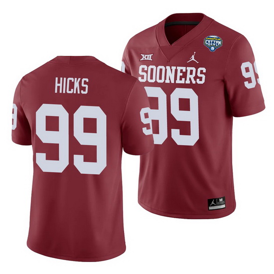 Oklahoma Sooners Marcus Hicks Crimson 2020 Cotton Bowl Men'S Jersey