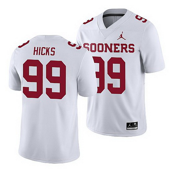 Oklahoma Sooners Marcus Hicks White Game Men'S Jersey